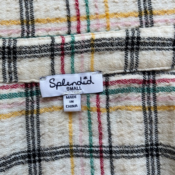 Splendid plaid hi-low top, faux wrap front, size small - Picture 4 of 16